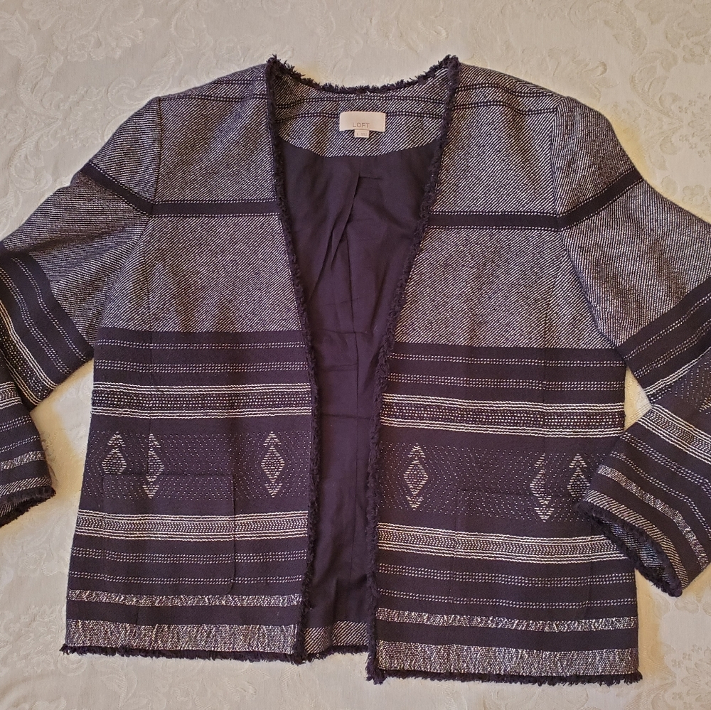 Loft Navy & White Casual Blazer- Large